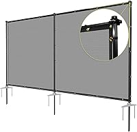 Vista 9 de TANG Valla de privacidad para exteriores de 5 x 12 pies, pantalla de malla independiente con postes de hierro estacados, divisor temporal de patio