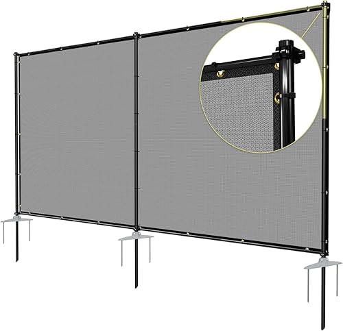 TANG Valla de privacidad para exteriores de 5 x 11.99 pies con postes de hierro, picos de suelo, valla de privacidad de metal para perros, patio