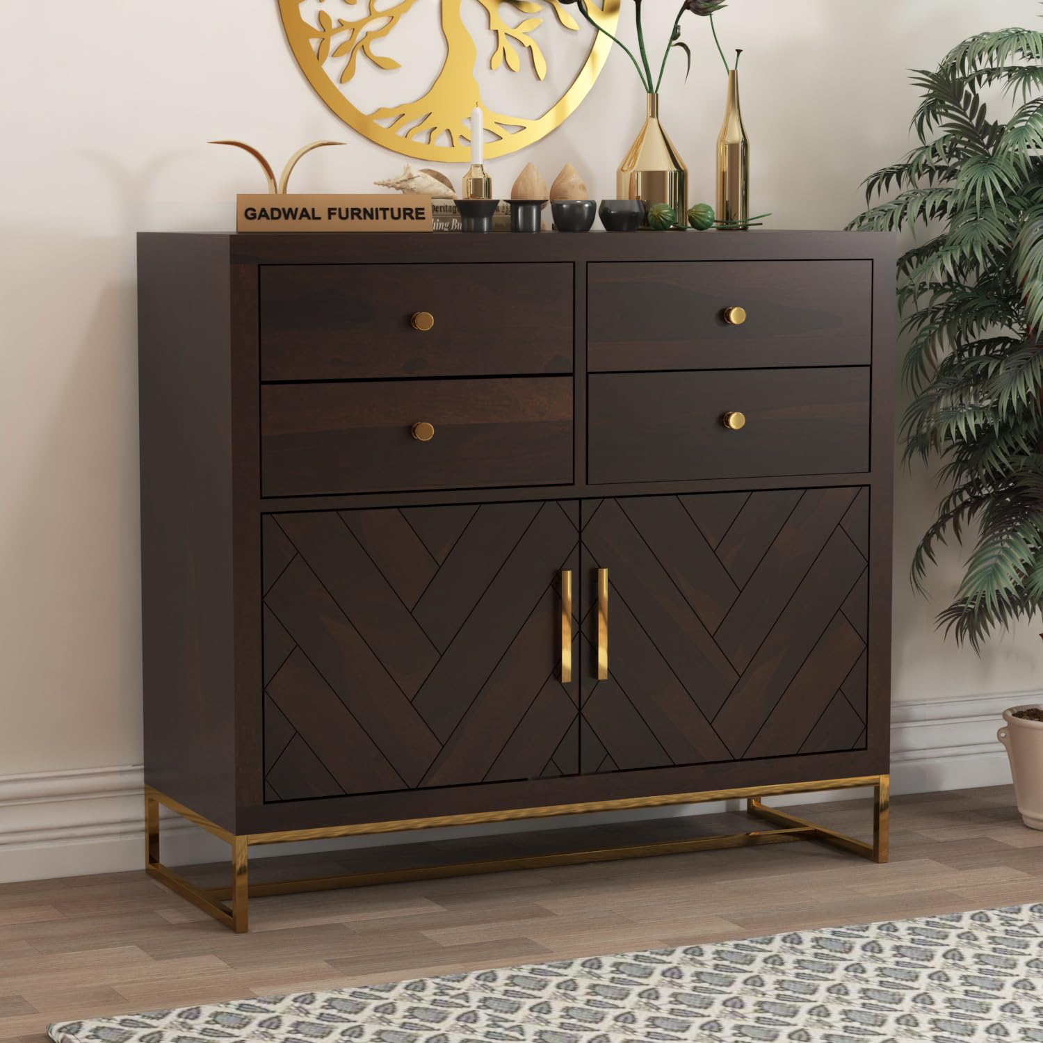 GADWAL FURNITURE Solid Sheesham Wood Wooden Chest of Drawers with