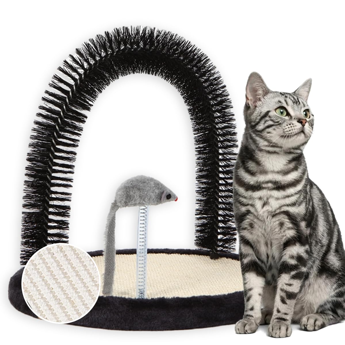 Amazon.com : Happi N Pets Cat Self Groomer, Arch Grooming Brush wtih Heavy  Duty Woven Sisal Pad, Rubbing Post & Catnip Toy, Cat Face Scratchers Body  Massager, Cat Scratchers for Indoor Cats,