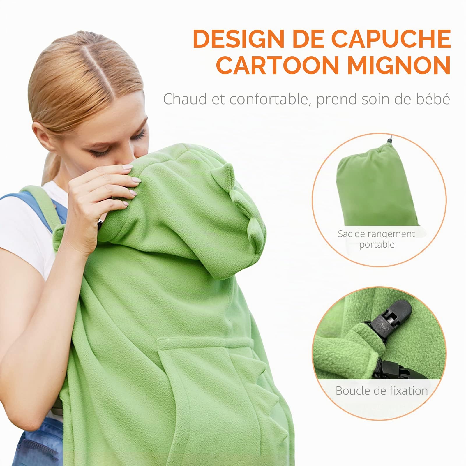 SONARIN Chaud Porte Bébé Couverture,Universel Housse de Porte-Bébé Hiver Encapuchonné Coupe-Vent Cape de Transporteur Chancelière avec Poche pour Toutes Saisons(Bleu)