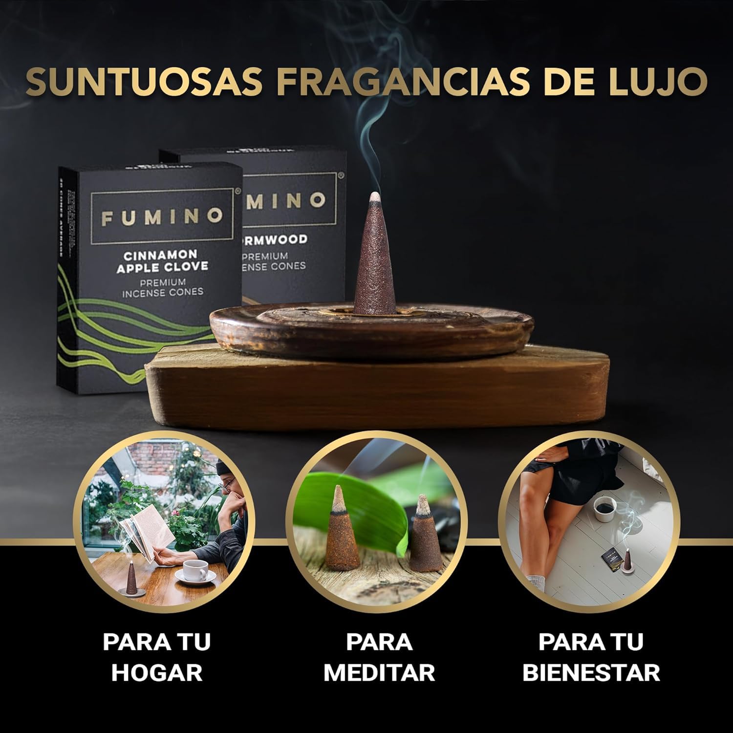Fumino Simplemente Sándalo Conos de Incienso Fresco 15 por Caja Masala Agarbatti para Relajación Meditación