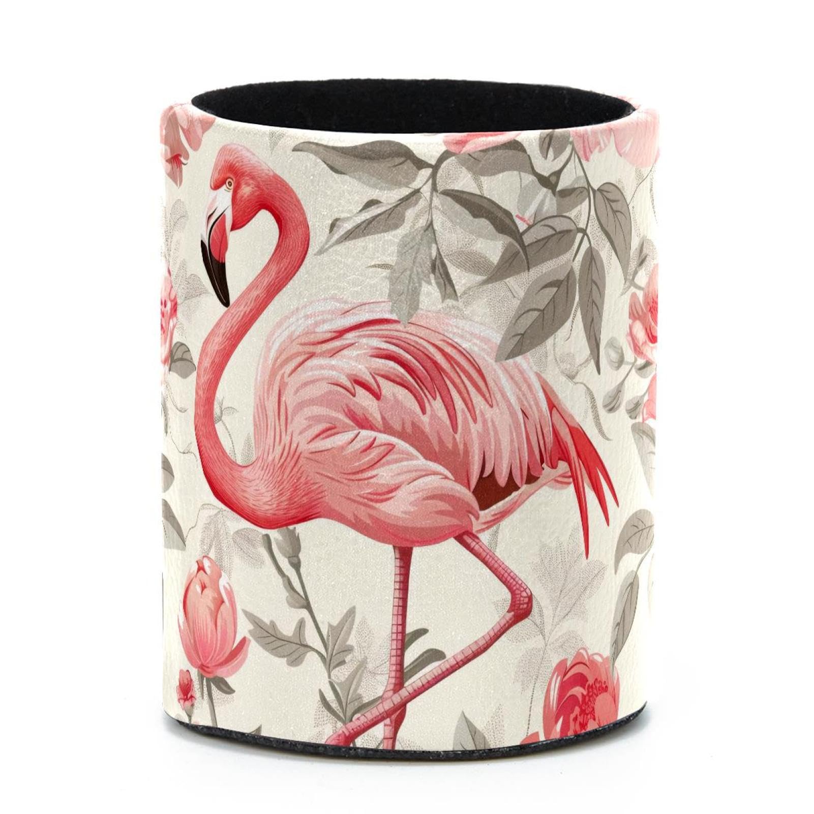 VAPOKF Round Pencil Holders for Desk, Flamingo Pen Holders Pen Pot Makeup Brushes Storage Desktop Stationery Supplies Organiser for Home Office