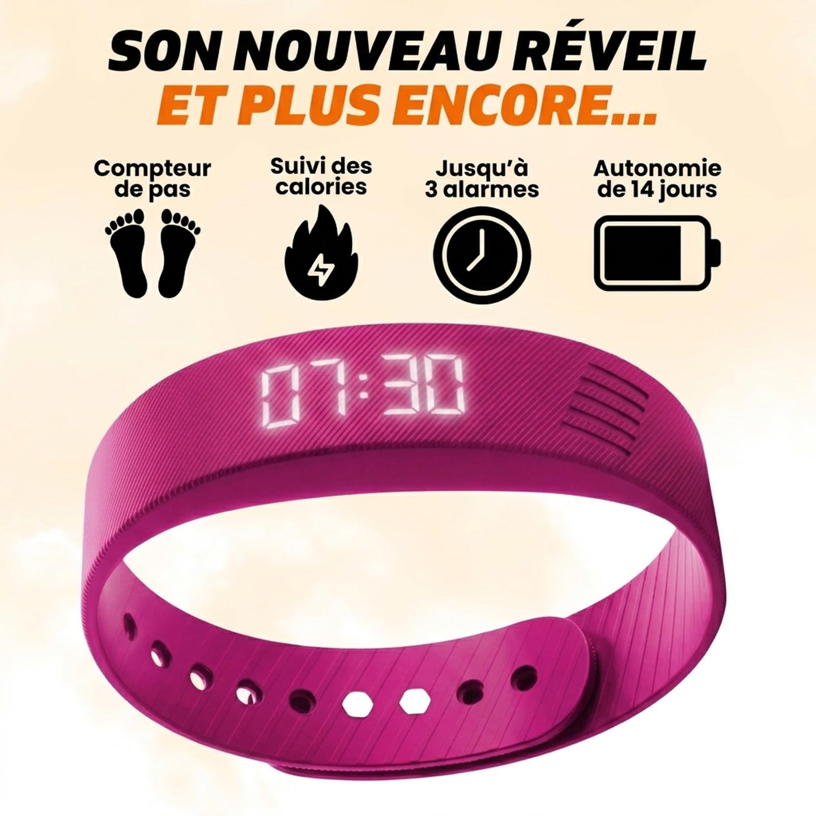 Reiteag Taqavibe Bracelet Reveil Enfant – Réveil Silencieux au Poignet, Autonomie Longue Durée, Confort Léger, Idéal pour Routine Matinale et Enfants Dormeurs Profonds