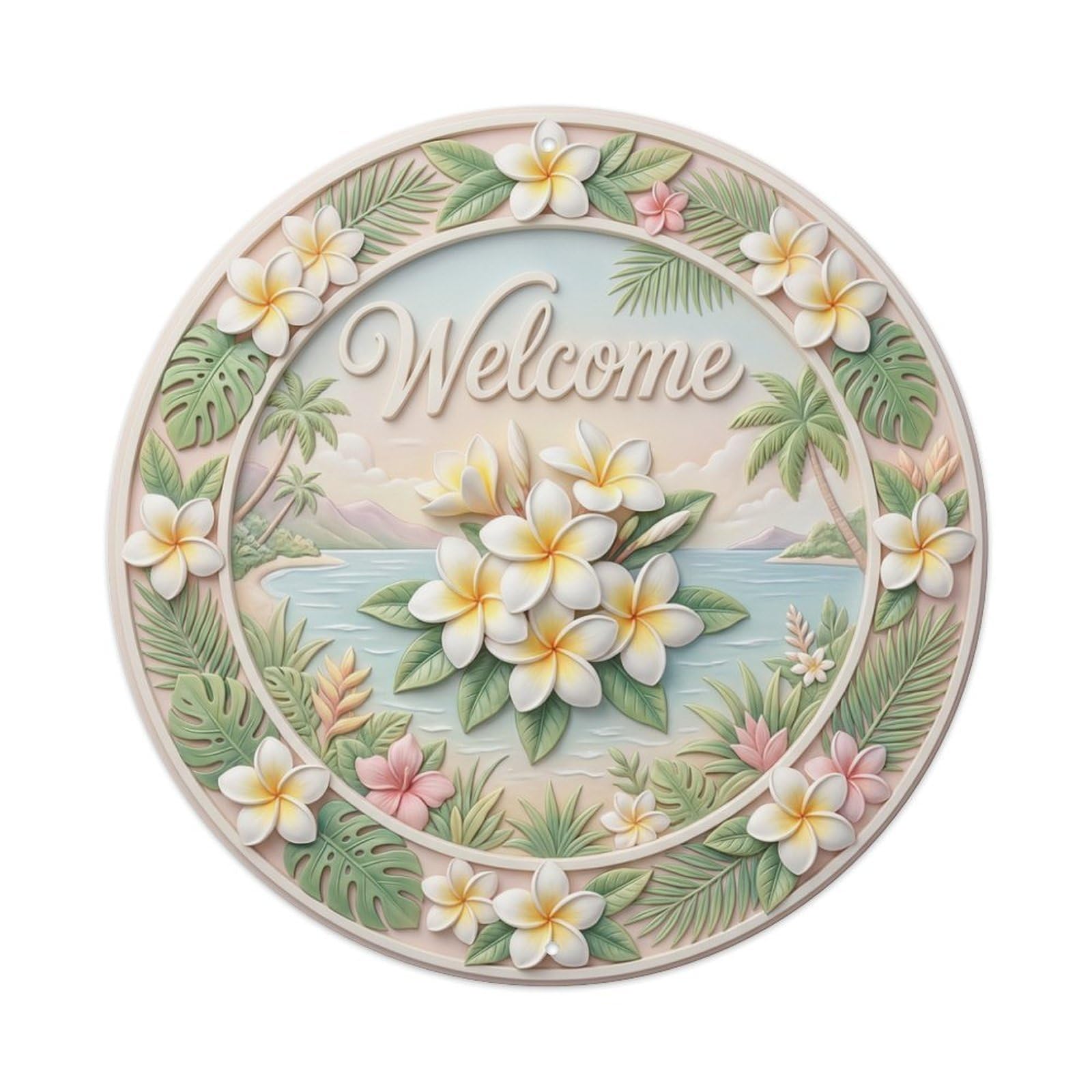 Tgrcjimh Style Metal Tin Sign Plumeria Flower Welcome Tropical Fragrance