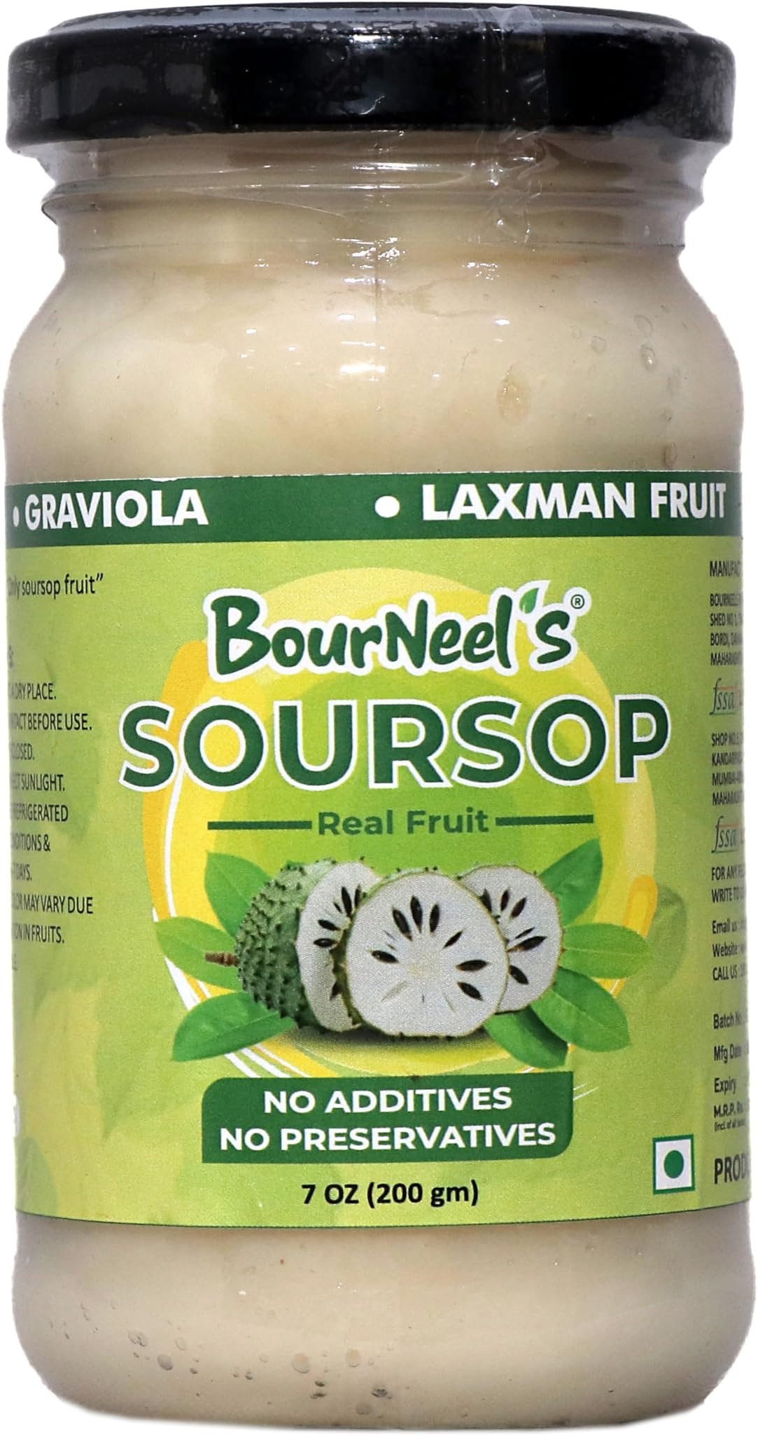 Soursop Fruit Jar 200gm Pack of 1 | No Preservatives | Graviola Laxman Phal Fruit | High Vitamin C |