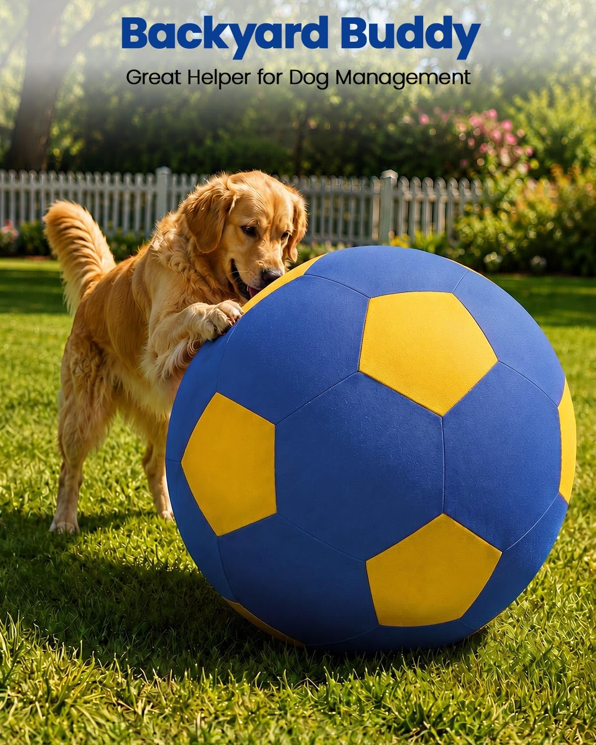 ANC POP Palla da pastore per cavalli da pastore da 63,5 cm, Mega palline da pastore con pompa a mano, palla da calcio da allenamento per cavalli, blu e giallo
