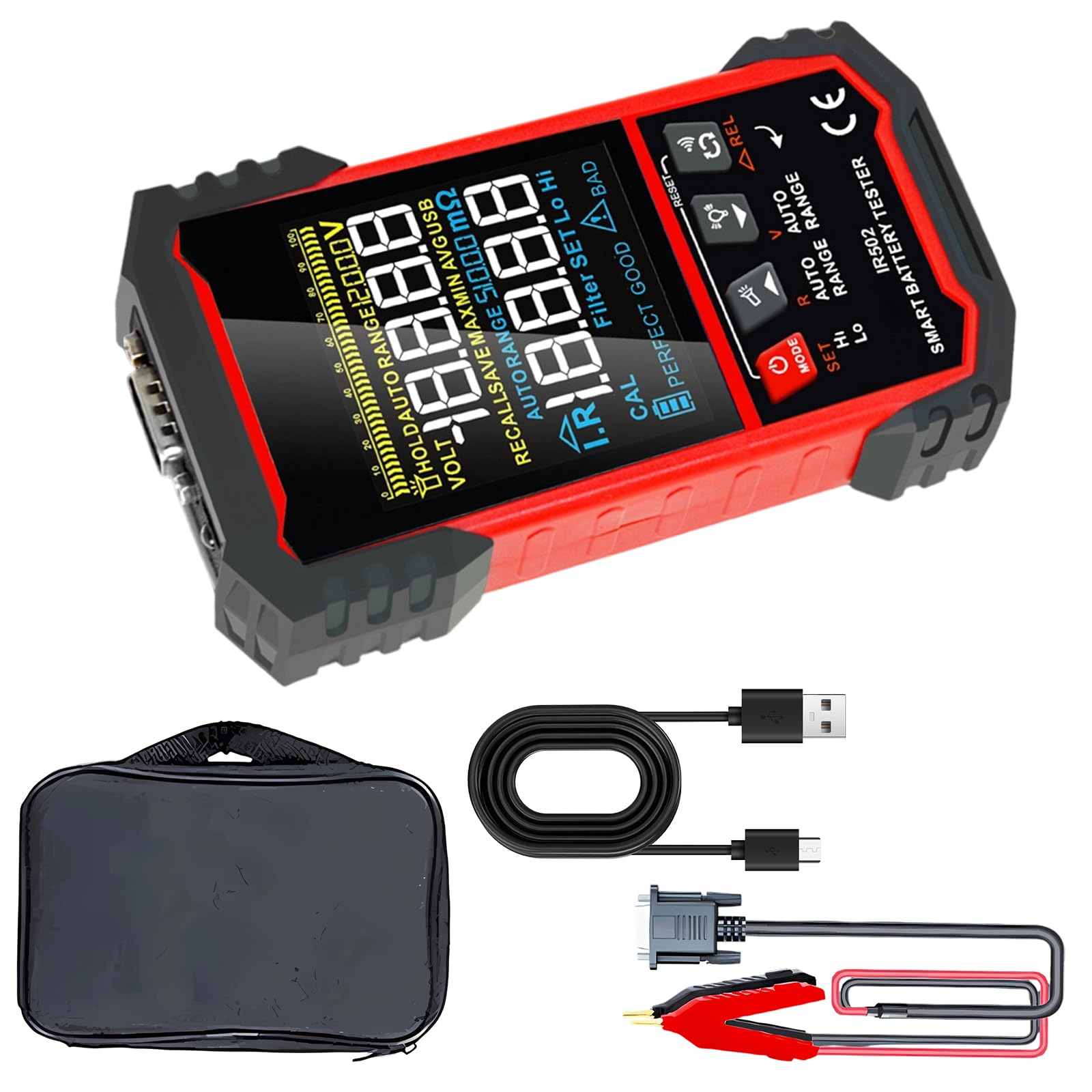 Monitor di salute della batteria per batterie al litio acido Tensioni precise Misurazione della resistenza interna Design ergonomico Tester batteria per professionale