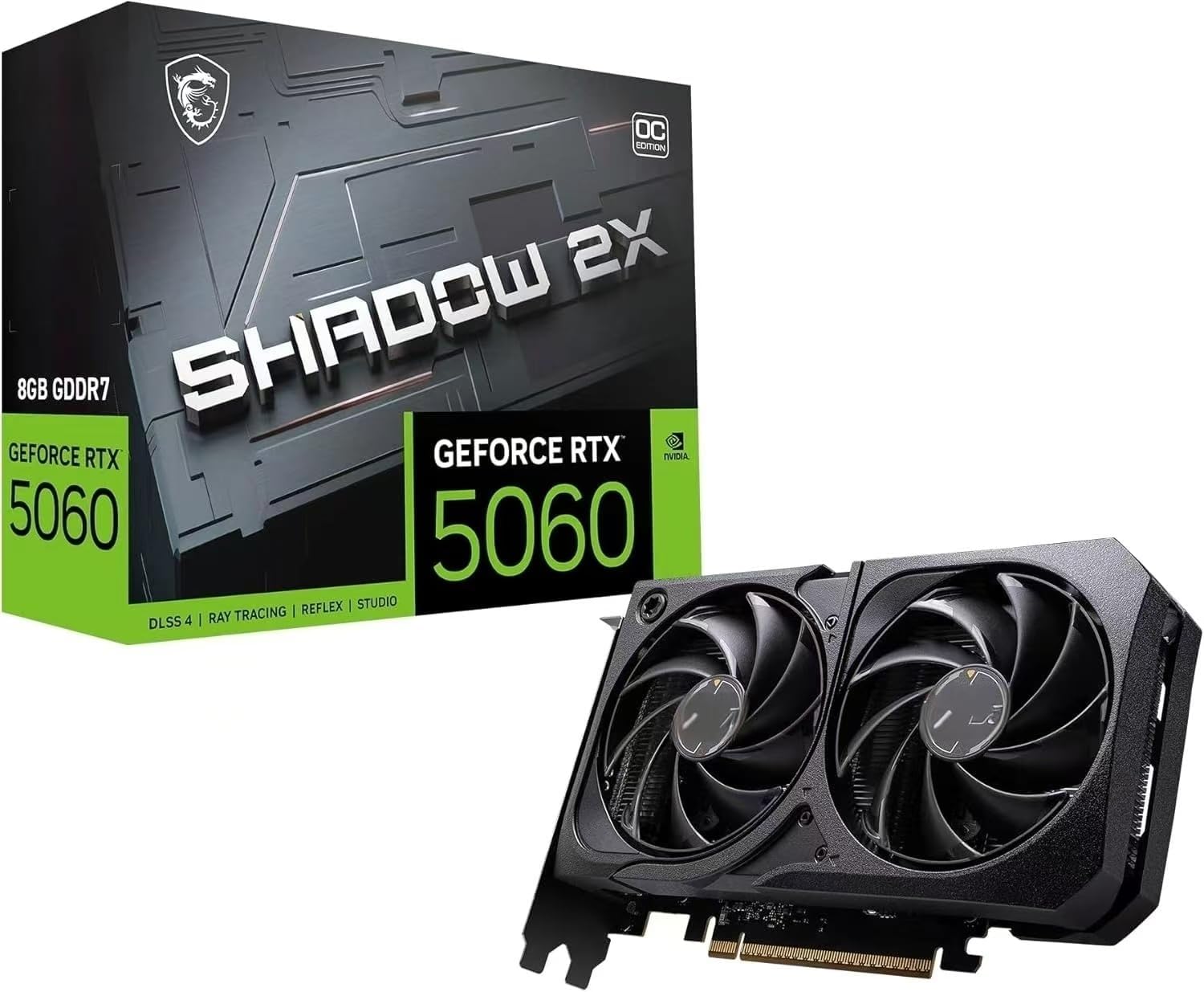Gaming RTX 5060 8G Shadow 2X OC Graphics Card (8GB GDDR7,128-bit, Extreme Performance: 2535 MHz, DisplayPort x3 2.1a, HDMI 2.1b, NVIDIA Blackwell Architecture)