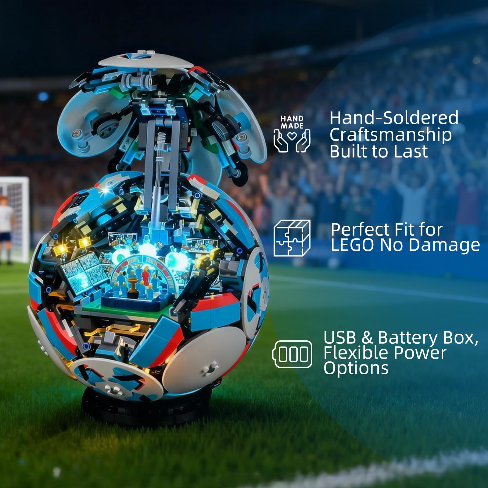 YEABRICKS Luce LED per Lego-43019 Editions Set Soccer Ball Building Blocks Model (Set di costruzione non incluso)