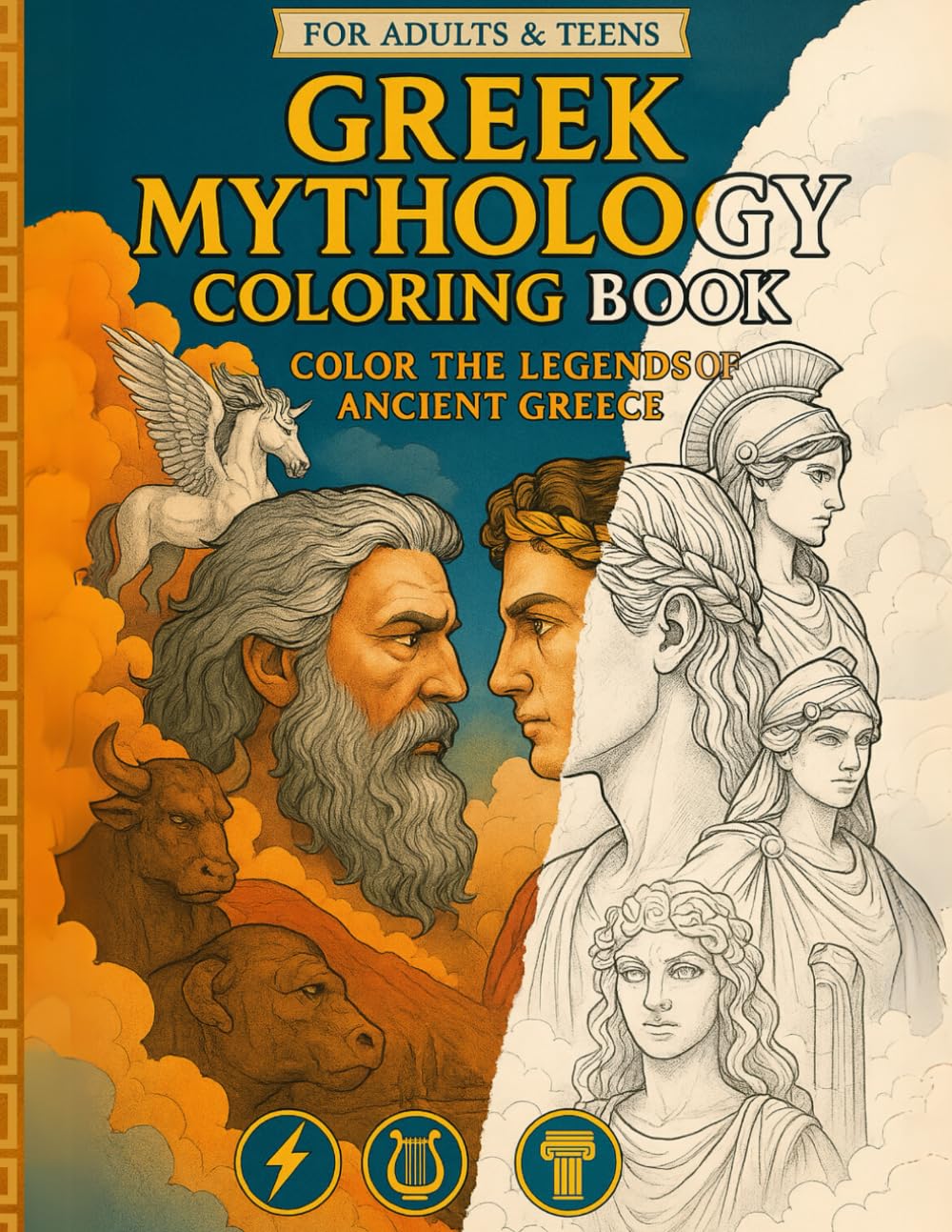 Greek Mythology Coloring Book: Greek Gods, Heroes, and Myths Brought to Life in 40 Stunning Illustrations for Relaxation and Creativity – For Adults