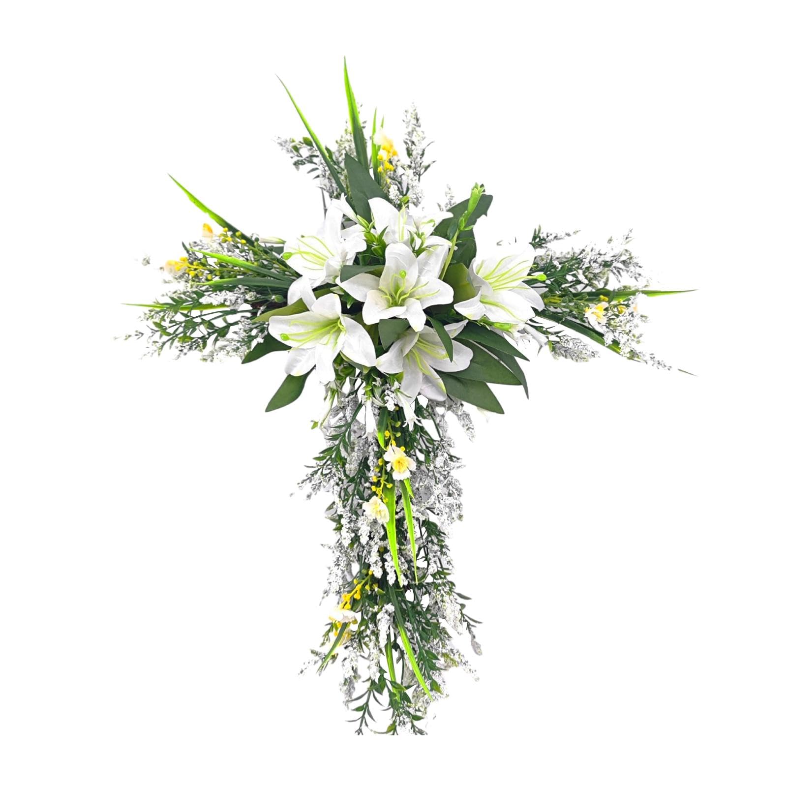 Guirlande en forme de croix pour Pâques 50x40 cm fleur