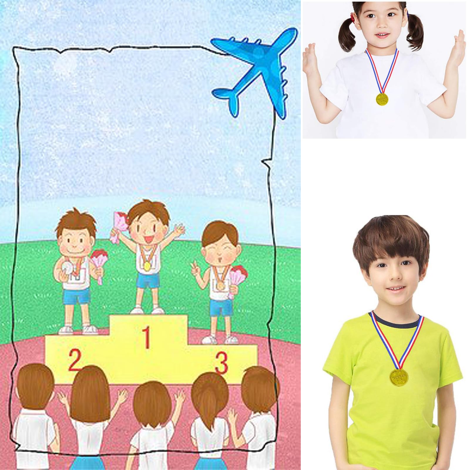 24 Pezzi di Medaglie Vincitori, Medaglie Premiazioni, Sono Adatti A Competizioni Sportive Agonistiche Come I Giochi Scolastici (Plastica)