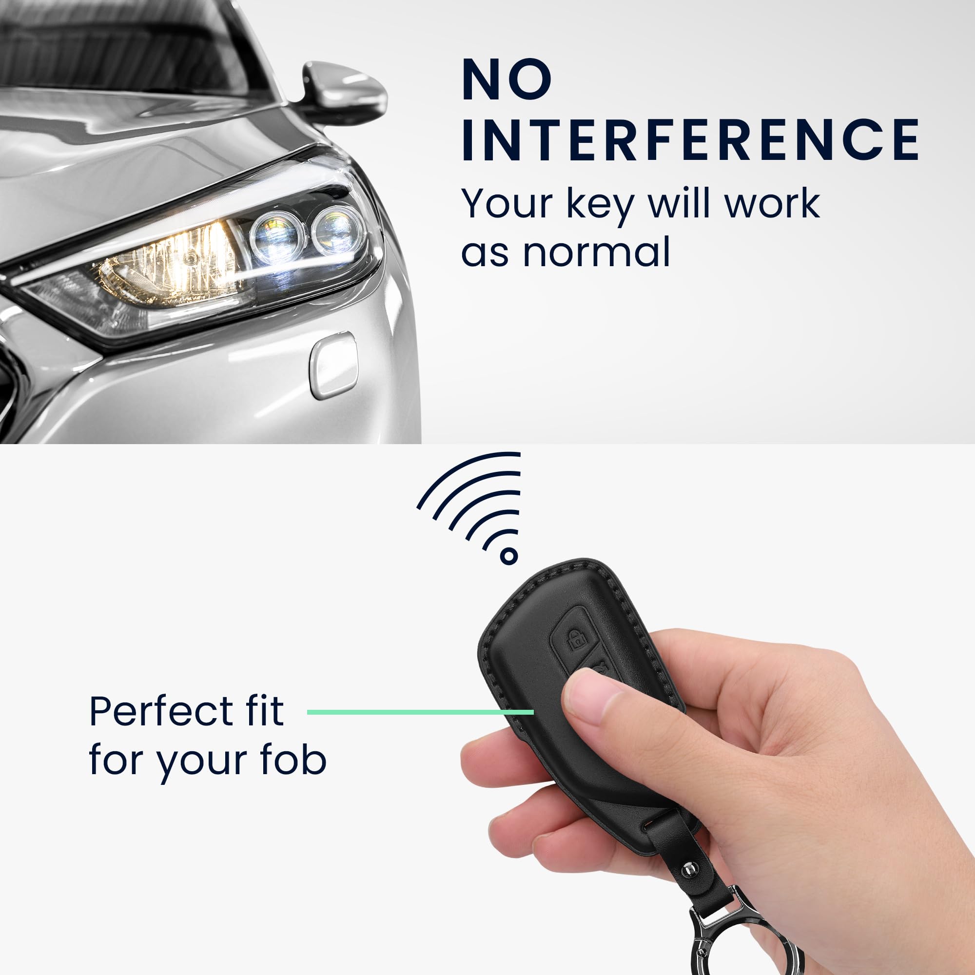 kwmobile Premium Leder Autoschlüssel Schutzhülle kompatibel mit VW Golf 8 3-Tasten Autoschlüssel Hülle - Schlüssel Tasche - Schwarz
