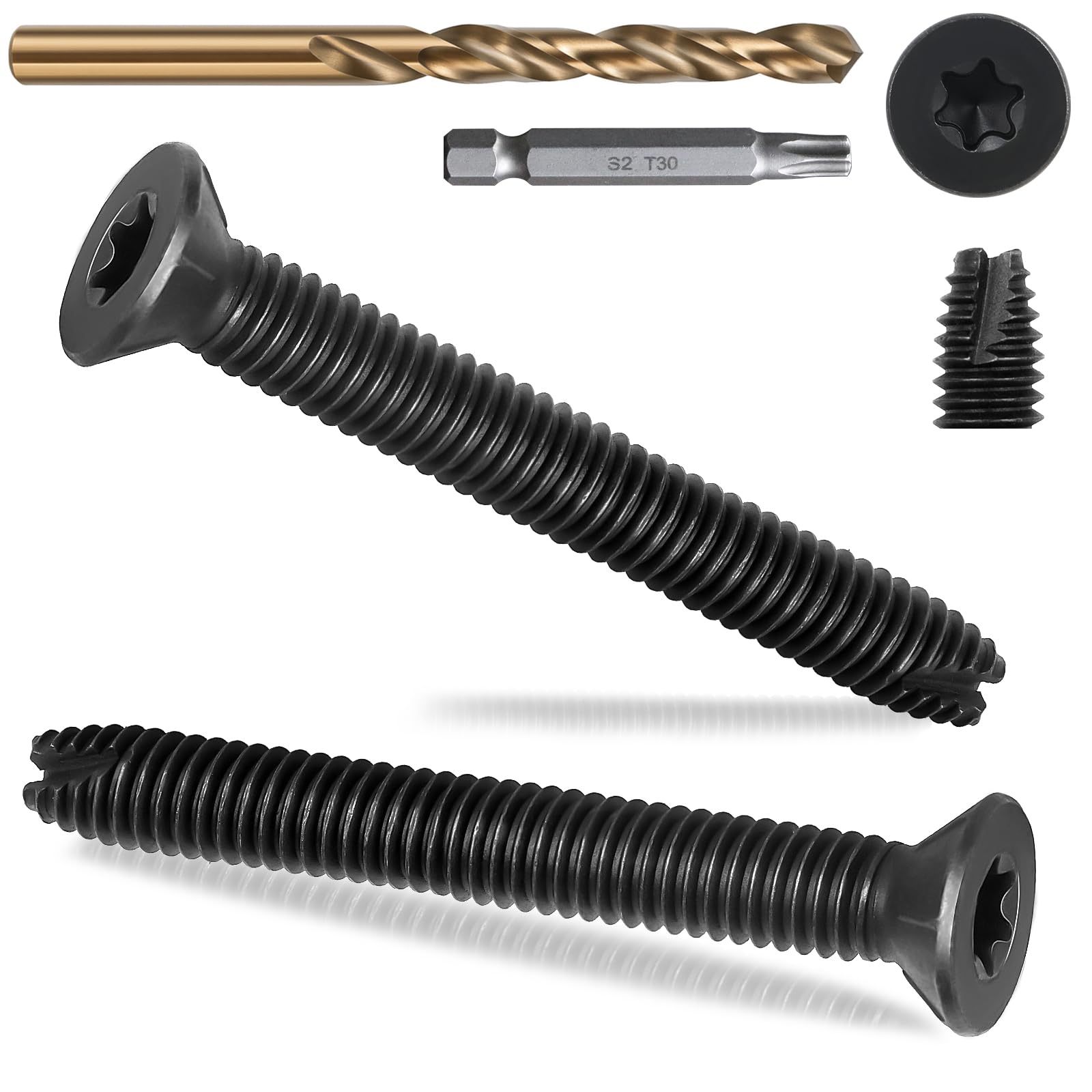 Viti autoperforanti a testa piatta da 5/16-18 x 2 1/2", tipo 7, Star Drive T-30, viti da taglio filettate per pavimenti in acciaio, per legno e metallo, confezione da 300