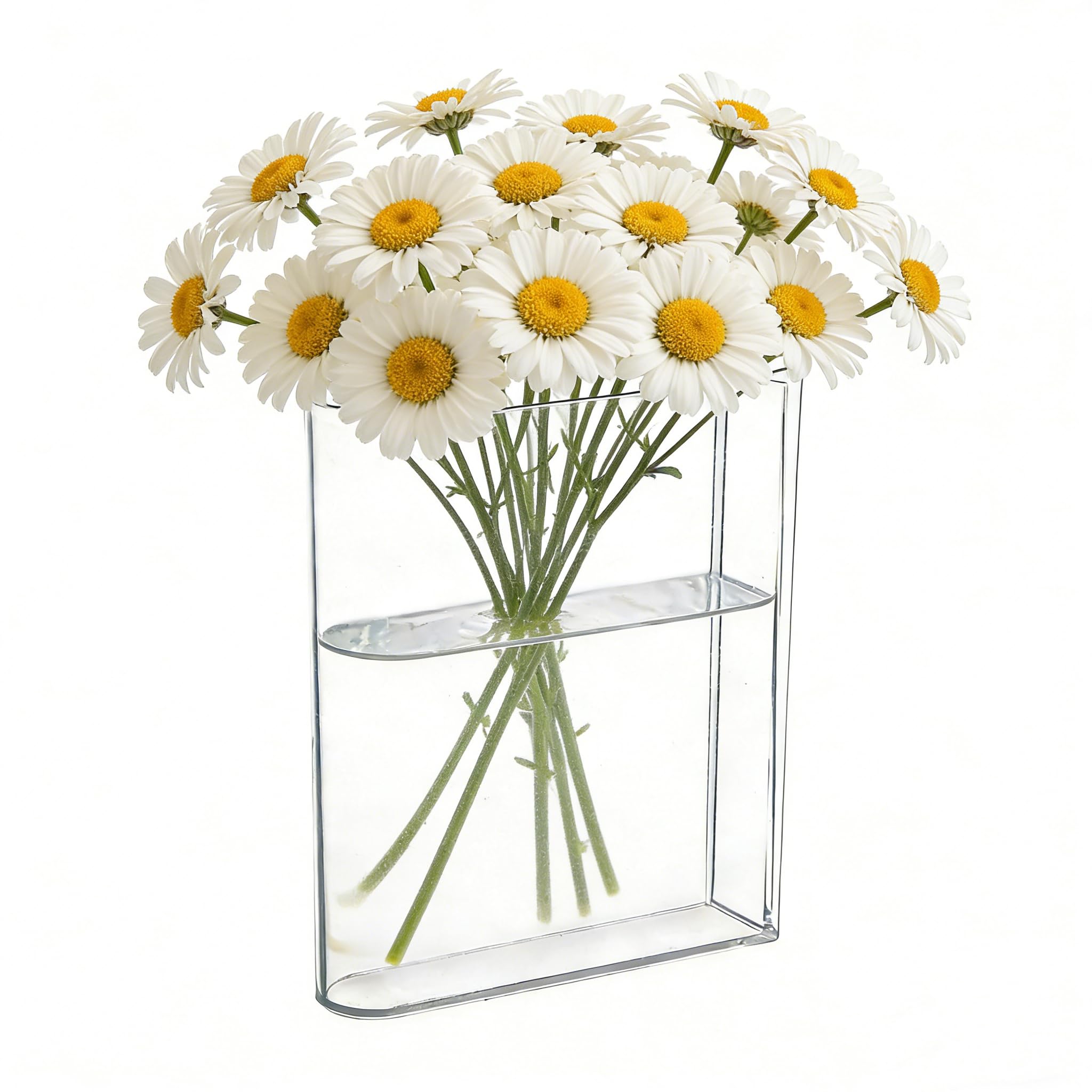 1Pc Book-Shaped Flower Vase Acrylic Transparent Book Vase for Flowers 7.87 x 6 x 1.5ines Flower Vases for Bookshelf Home Bedroom Office Decor Books Lovers Gift (Clear-B)