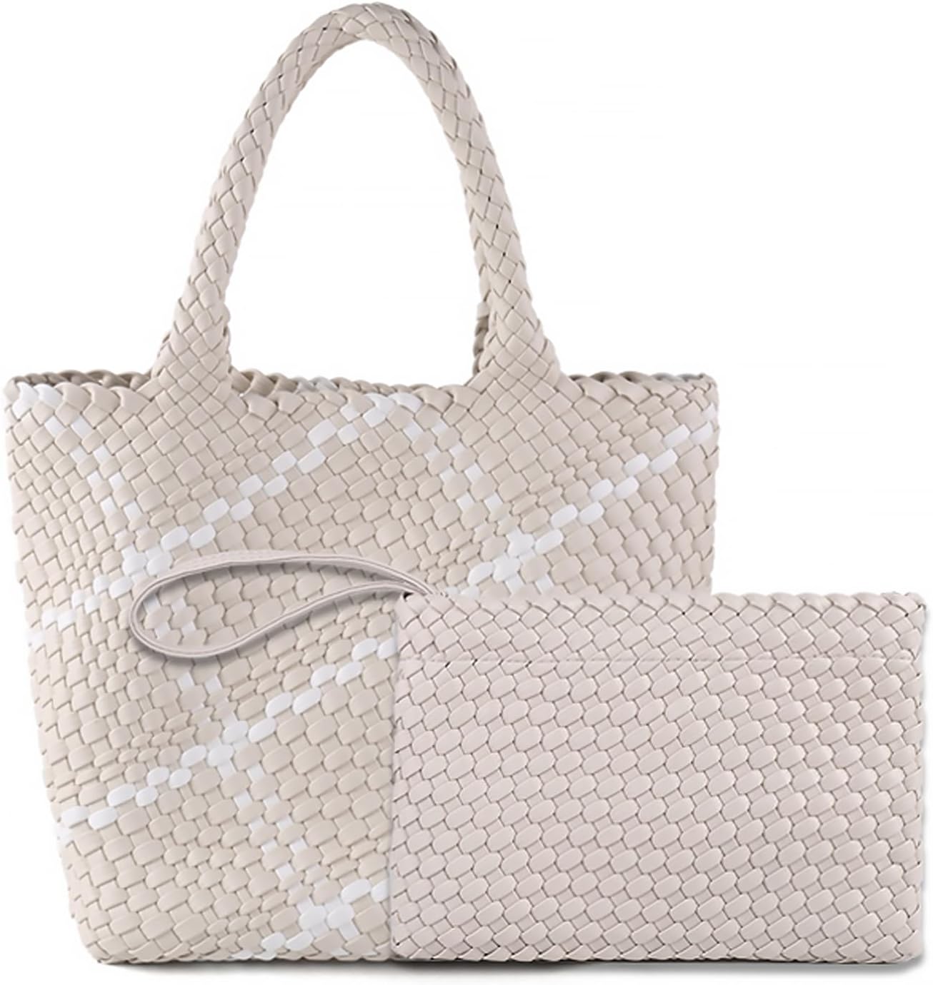 Woven bag women vegan leather tote summer beach travel handbag.