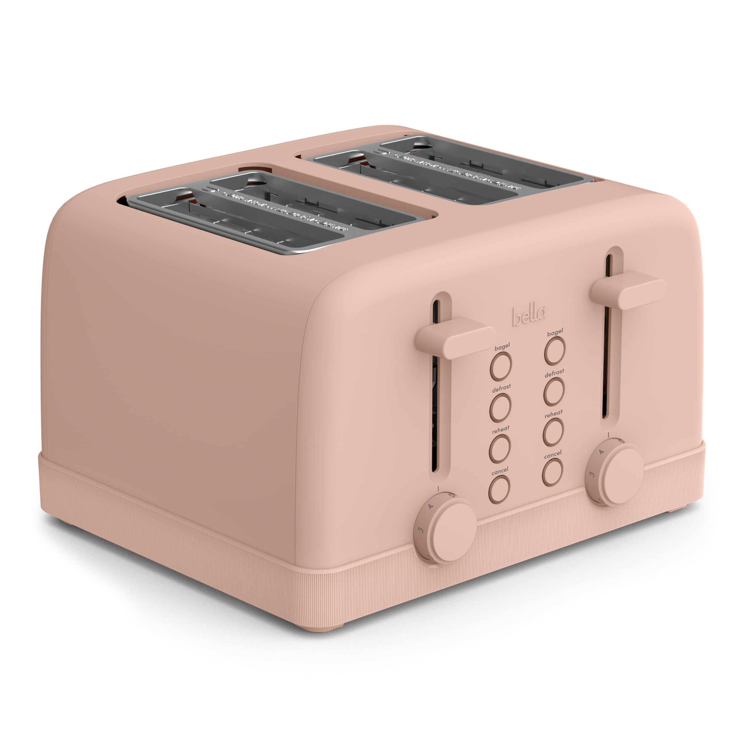 bella 4 slice toaster, 6 setting shade control with reheat & cancel buttons, removable crumb tray, anti jam & auto shutoff, 900 watt, blossom
