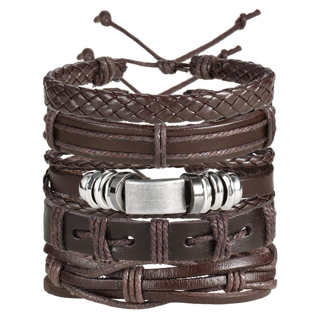 Multi Layered Lather Bracelet For Men