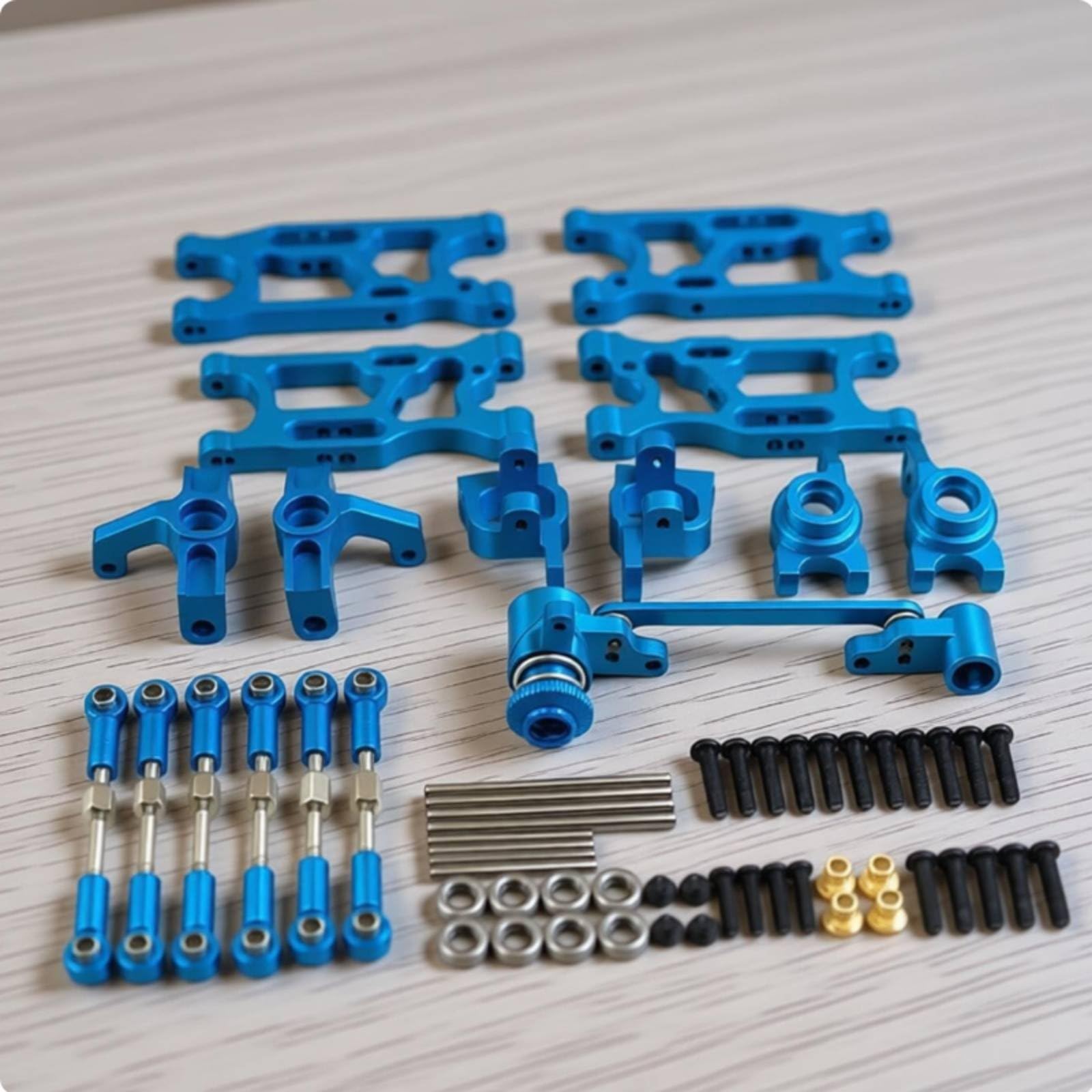 Milageto Kit de Mejora para Coche RC Piezas Accesorios Componentes Conjunto de Suspensión y Dirección en Metal para Wltoys 1/12 1/14 Aumenta Control y, Blue