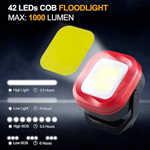 Miniatura 2 de Luz de trabajo de 6000 mAh, luces magnéticas inalámbricas de 2500 lúmenes, luz de trabajo recargable debajo del capó con ganchos, giro de 360, luz