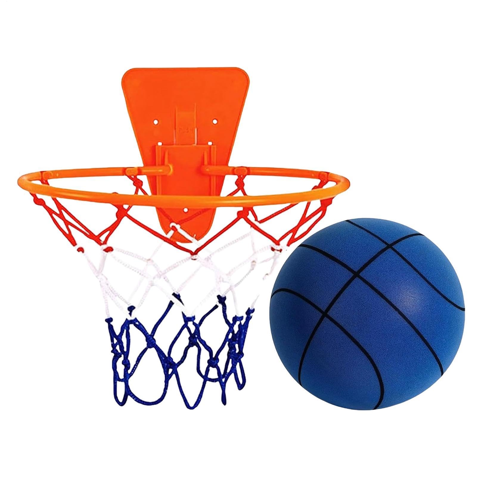 Silent Basketball And Hoop Set, Wall Mounted Mini Basketball Hoop With Soft No Noise Bounce Sport Ball For Quiet Dribbling And Indoor Training, Kids Adults Home Office Dorm Play Activities Games