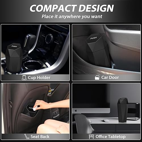 Miniatura 6 de Bote de basura para automóvil con tapa, 1 paquete de bote de basura para automóvil, a prueba de fugas, mini bote de basura para automóvil, hogar,