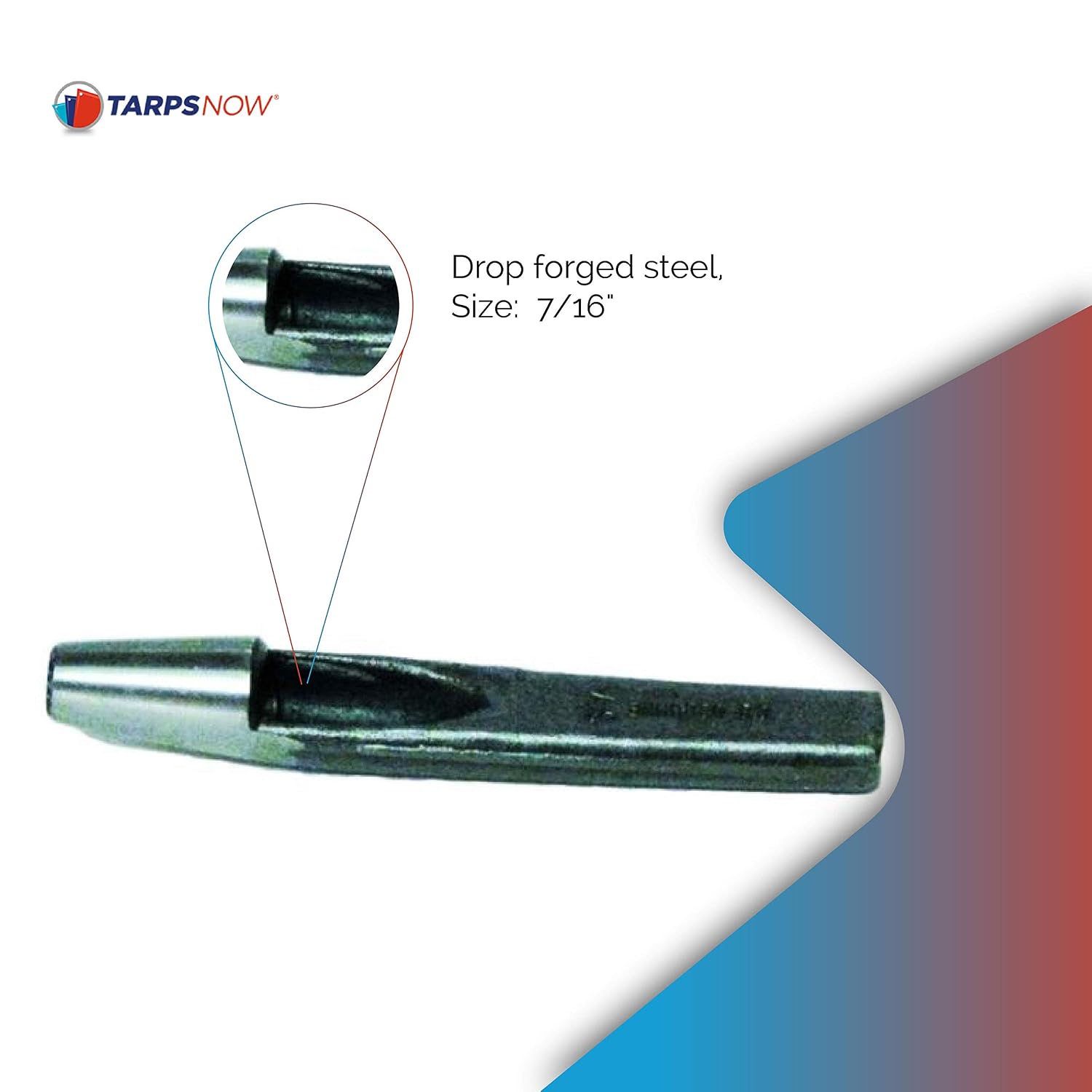 Tarps Now Drop Forged Steel Grommet Hole Cutter, #3 (7/16" Hole) for Tarp Additions and Modifications - Eyelet Setter Punch Use with a Dead Blow Hammer, #5 Plain/Tooth Grommets, Block Wood - Gray