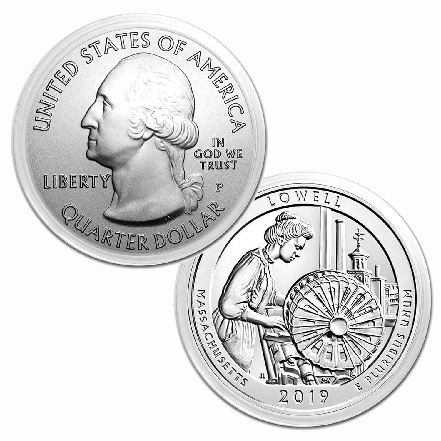 USA 2019 $0.25 America the Beautiful 5oz Silver Coin - Lowell National Park Massachusetts