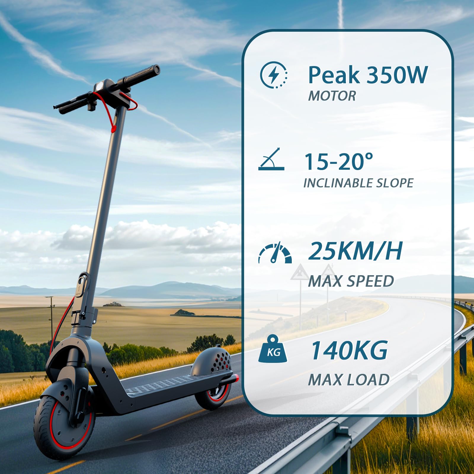 Monopattino Elettrico Adulto, Scooter Elettrico 500W, 35km Autonomia, Massima 25 km/h, Carico 150kg, 8.5" e 36V / 7.8 Ah, Doppio Freno, Controllo Tramite App, Pieghevole per Adulti e Adolescenti