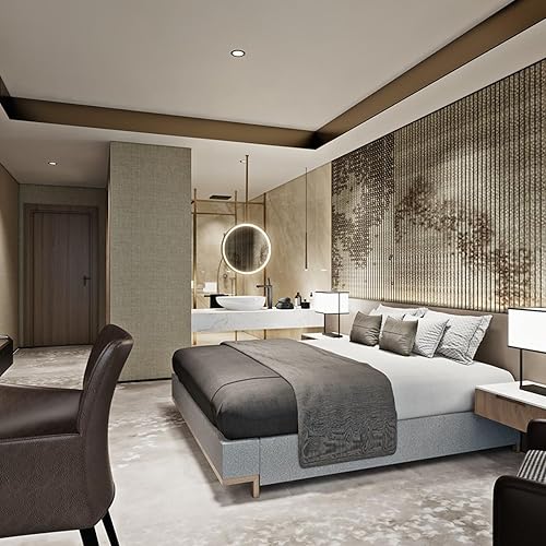 Miniatura 2 de Espejo de baño redondo LED para montaje en techo, espejo de maquillaje montado en la pared con luces, espejo iluminado con barra colgante, espejo de