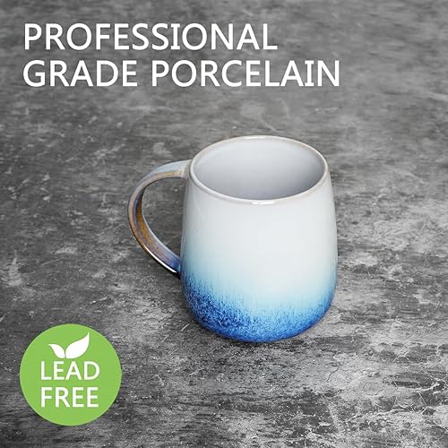 Miniatura 3 de Bosmarlin Taza grande de café de cerámica, 23 onzas, apta para microondas y lavavajillas, taza de té grande de gran tamaño, esmalte reactivo (azul)