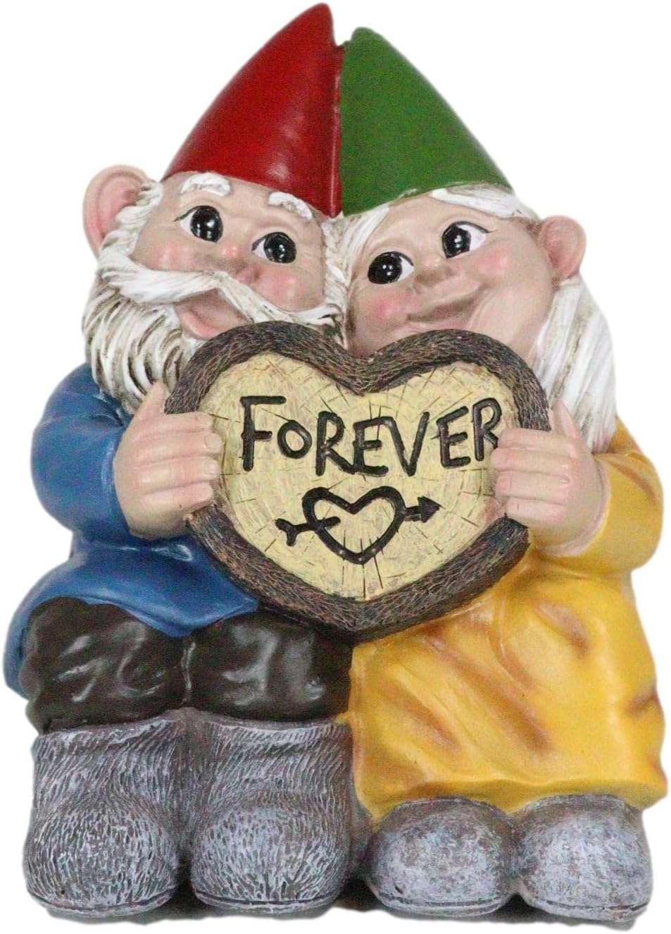 Ebros Gift Whimsical Mr and Mrs Gnome Hobbit Couple Sitting While Holding Forever Love Struck Faux Wooden Sign Shelf Mantelpiece Sitter Accent Figurine Gnomes Home Decor Sculpture
