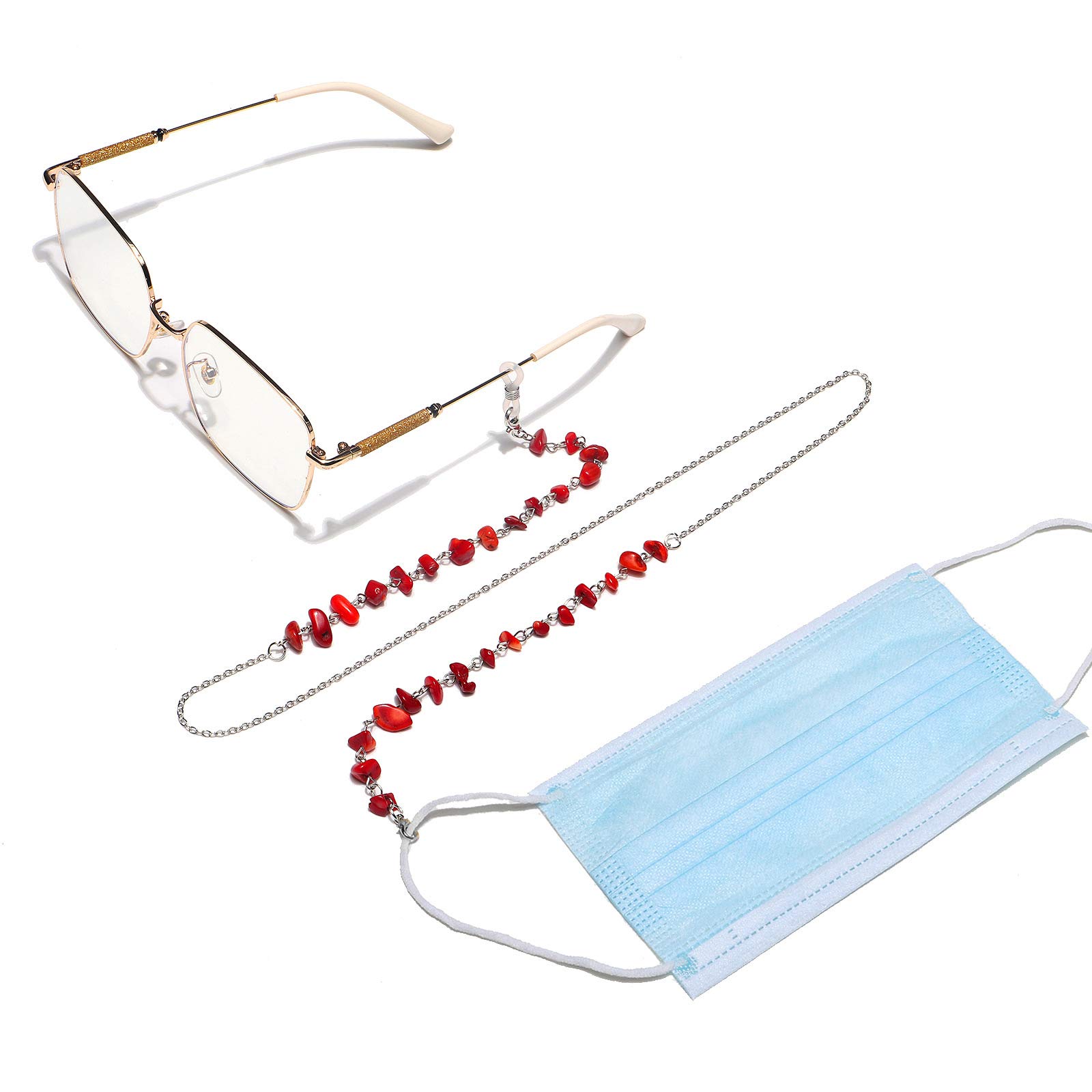 Chaînes de lunettes en pierre rouge cadeau artisanal femme