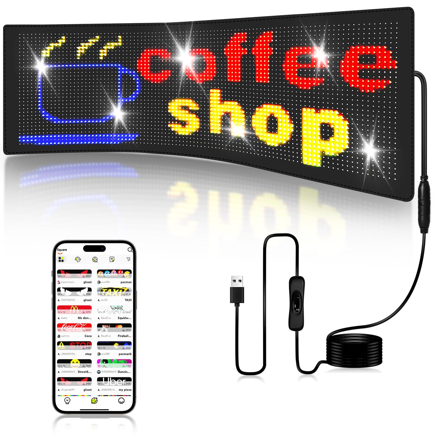 Amazon.com : ILEDSHOW Huge Bright LED Sign, 27''x 8.5'' Pre-made ...