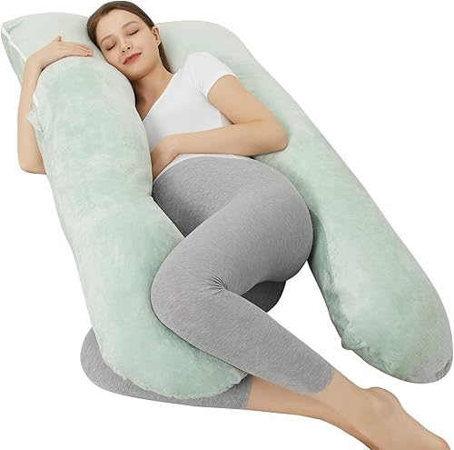 JOHNPEY Almohadas de embarazo para dormir, almohada de cuerpo completo en forma de U, almohada de maternidad imprescindible para el embarazo con