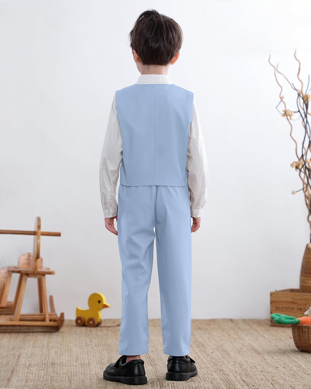 Cromoncent Boy Cotton and Linen Gentleman Suit, Shirt + Pants + Vest, 3 Months - 9 Years - Image 4