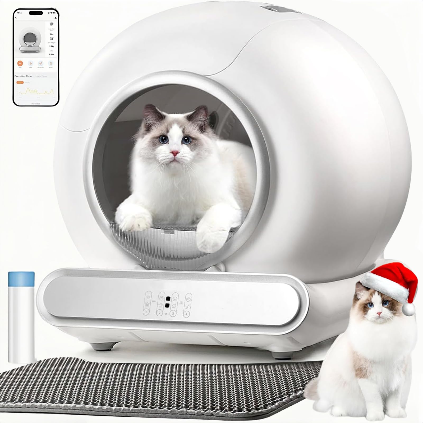 Lettiera Gatto Autopulente Grande 65L, Controllo APP Wi-Fi, Lettiera Automatica Intelligente per Gatti Multipli, Sicurezza Anti-Incastro, Silenziosa, Controllo Professionale Odori per Chat