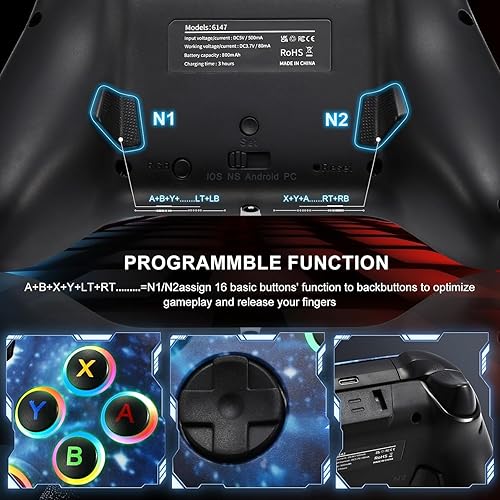 Miniatura 4 de opclzs Wireless Pro Controller for SwitchLiteOLEDiOSPCAndroid Replacement Controller with Headphone Jack for Nintendool witch Pro Controller