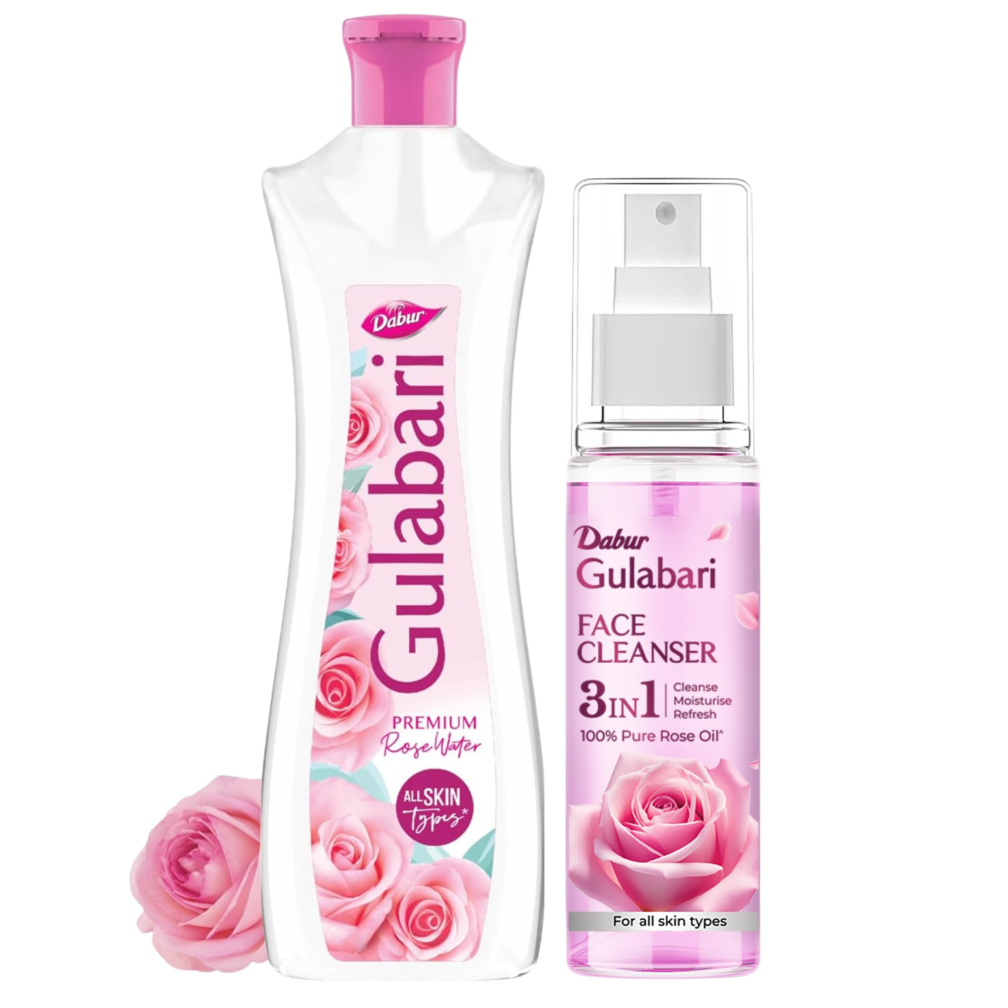 Dabur Gulabari Premium Rose Water – Natural, 400 ml & Dabur Gulabari Rose Glow Face Cleanser, 100 Ml