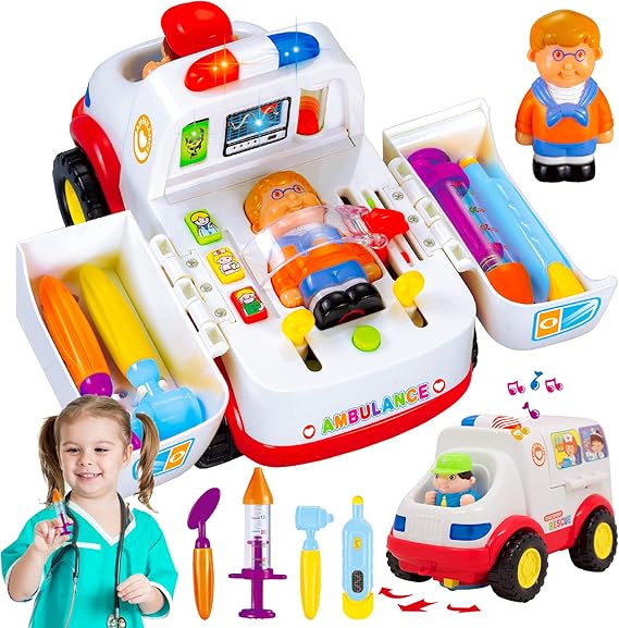 Ambulance Rescue Vehicle Toy Car Opening Doors Play Kit