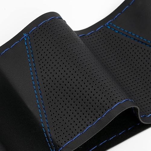 Miniatura 6 de AUTOXBERT - Funda de volante de estilo deportivo de microfibra de piel cosida a mano para coche, SUV, camiones y autos