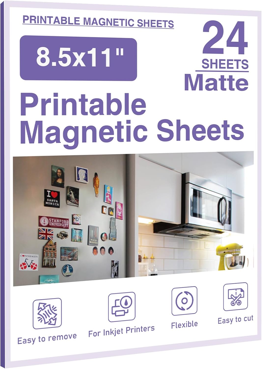 Printable Magnetic Sheets 8.5x11 Inches Matte Magnet Paper Sheet 36 Pcs Non Adhesive Magnetic Paper for Inkjet Printers, Flexible Magnet Photos for DIY Crafts