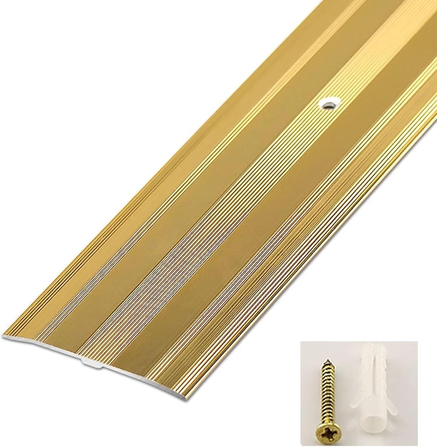 YHNNH Aluminum Floor Threshold Strip - 2.4 in Wide Transition Strip with Screws, Adjustable Length 35.4-71 in(Gold,140cm)
