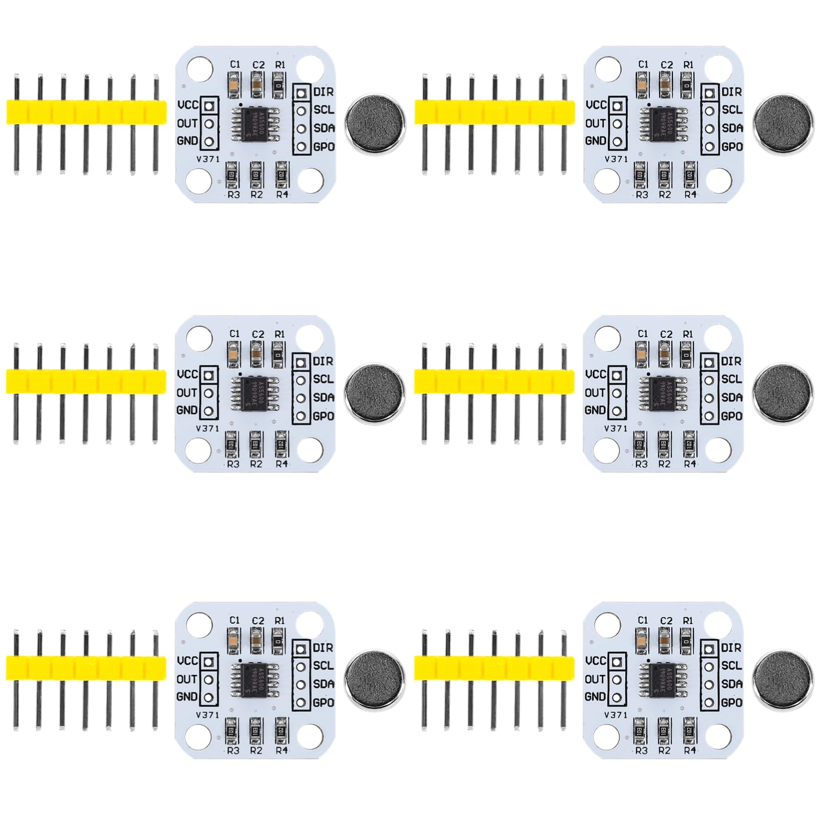 6pcs AS5600 Magnetic Encoder Non-Contact Magnetic Induction Angle Measurement Sensor Module 12bit, I2C, PWM, high Precision,Equipped with Multiple