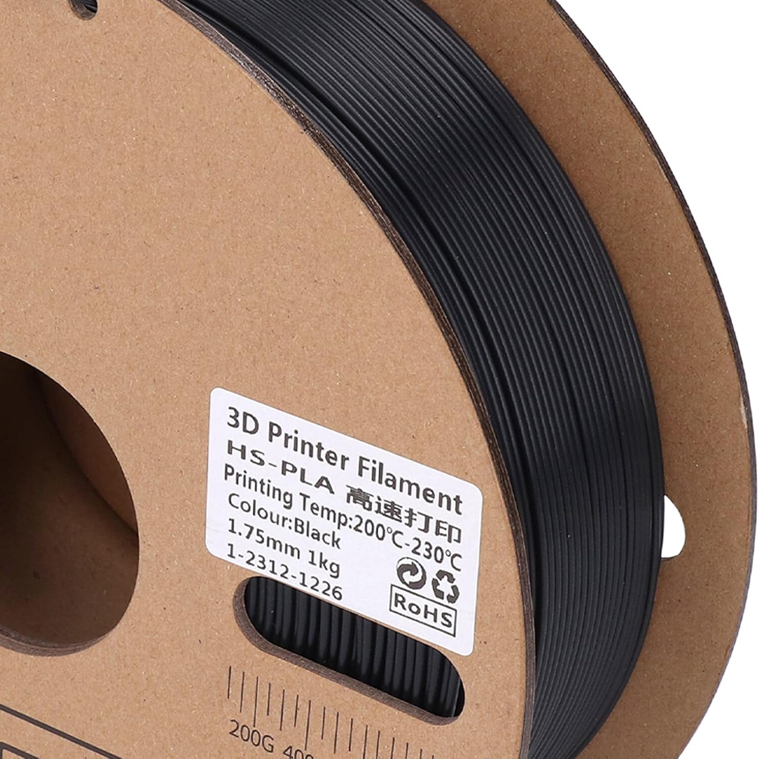 Focket PLA Filament 1.75mm, 1KG Black PLA 3D Printer Filament 600mms High Speed Printing, 3D Printing with ±0.03mm Accuracy Rapid Cooling for Ender 3 Pro V2 S1 Neo CR6 CR10