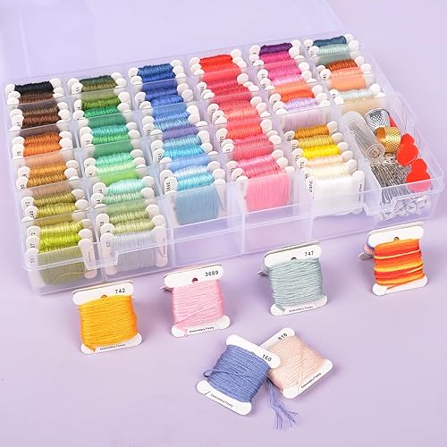 Miniatura 10 de VICOVI Friendship Bracelet String Kits with Organizer Storage Box, 110 Colors Embroidery Floss 52Pcs Cross Stitch Tools-Labeled with Embroidery