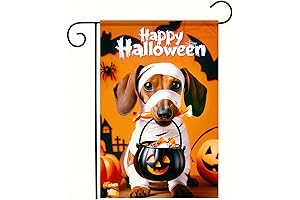 Happy Halloween Dachshund Decorations: Spooky Ghost Dog Garden Flag
