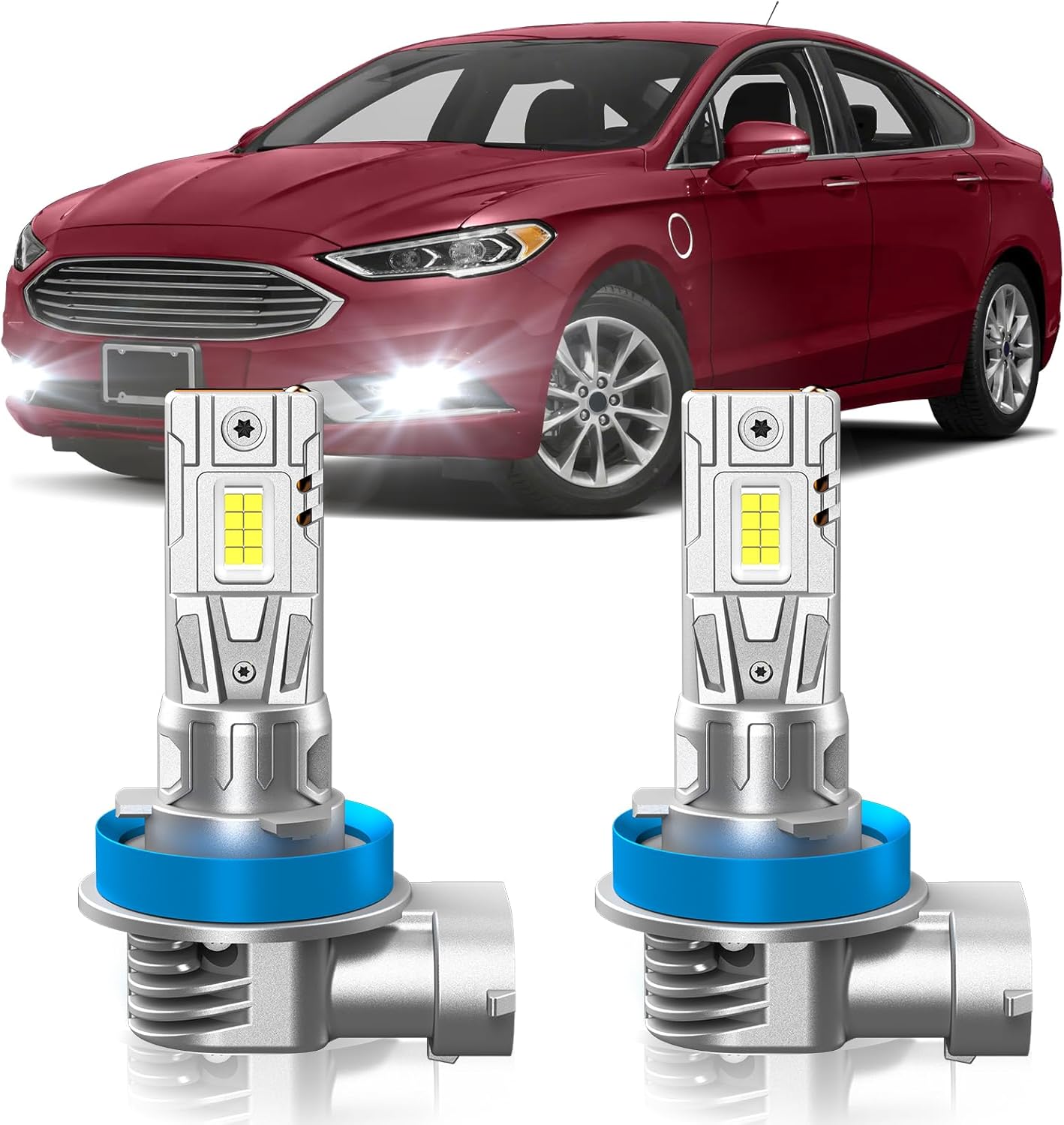 Fit for Ford Fusion 2006-2018 Fog Light Bulbs, 6000K Cool White 700% Brightness, Real 1:1 Size Plug and Play, Pack of 2