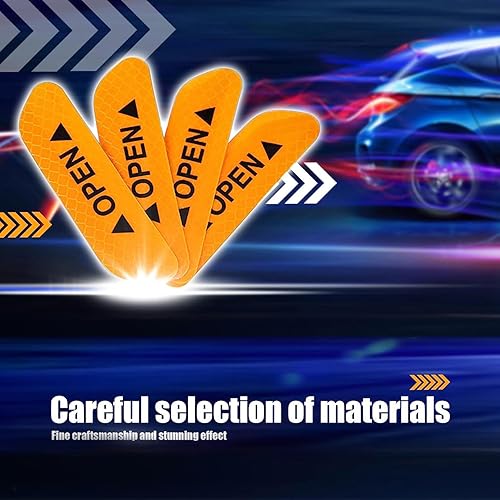 Miniatura 6 de Paquete de 4 calcomanías reflectantes abiertas para puerta, 3.74 x 0.98 pulgadas, calcomanía de advertencia de precaución de seguridad, adhesivo